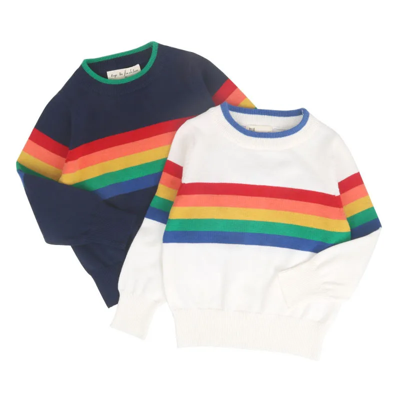 

Baby Boys Girls Kids Rainbow Sweater New 2020 Autumn Winter Boys Girls Long Sleeve Knitted Sweater Boys Girls Sweaters