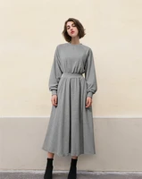 spring autumn dress women elegant good quality o neck long sleeves solid party dresses 2021 new fashion loose casual vestidos