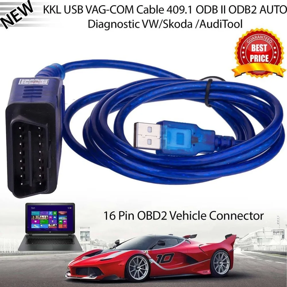 Интерфейсный кабель OBD2 USB Vag Com диагностический сканер KKL VAG COM 409 1 II OBD интерфейса Aux