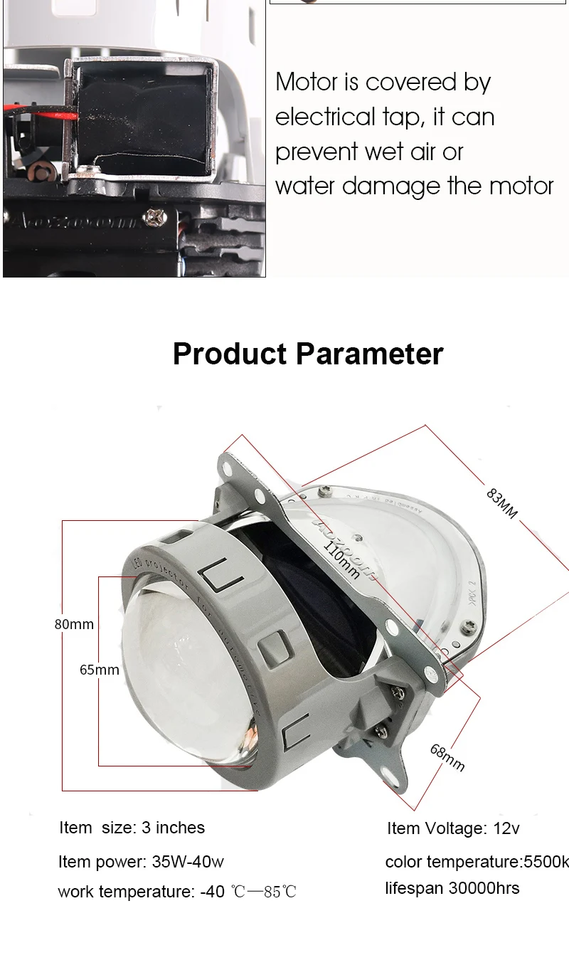 SANVI 2pcs A3 40W 5500K Авто би светодиодный проектор Объектив фара 12V Высокий/Низкий Луч светодиодный проектор фара HID Галогенная замена
