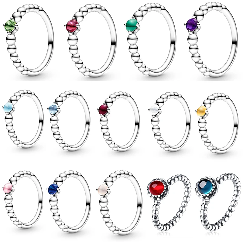 Серебряный Цвет очаровательное кольцо с 10 цветов женские двенадцати месяцев