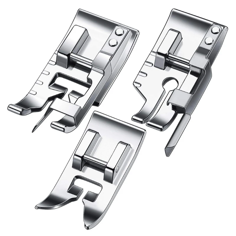 

3pcs Stitch in Ditch Foot 1/4 Inch Quilting Patchwork Presser Foot Set Multifunction for Household Sewing Machines