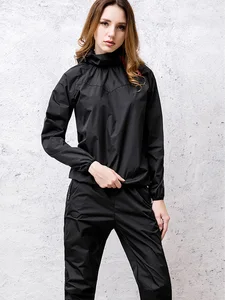 Женский спортивный костюм для фитнеса, сверхпрочный тренировочный костюм для спортзала, фитнеса, потери веса, потоотделение, спортивный костюм с капюшоном