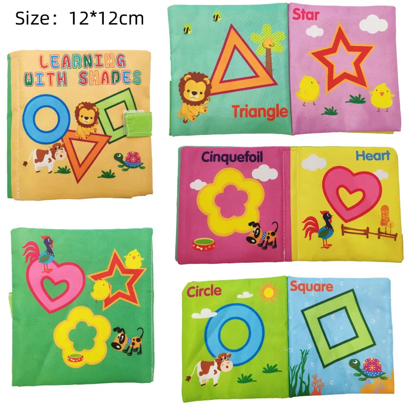 learning with shapes Детские игрушки книжки из мягкой ткани звук шелеста Младенческая Развивающая погремушка в коляску игрушка новорожденная кроватка детские игрушки 0-36 месяцев - Цвет: learning with shapes
