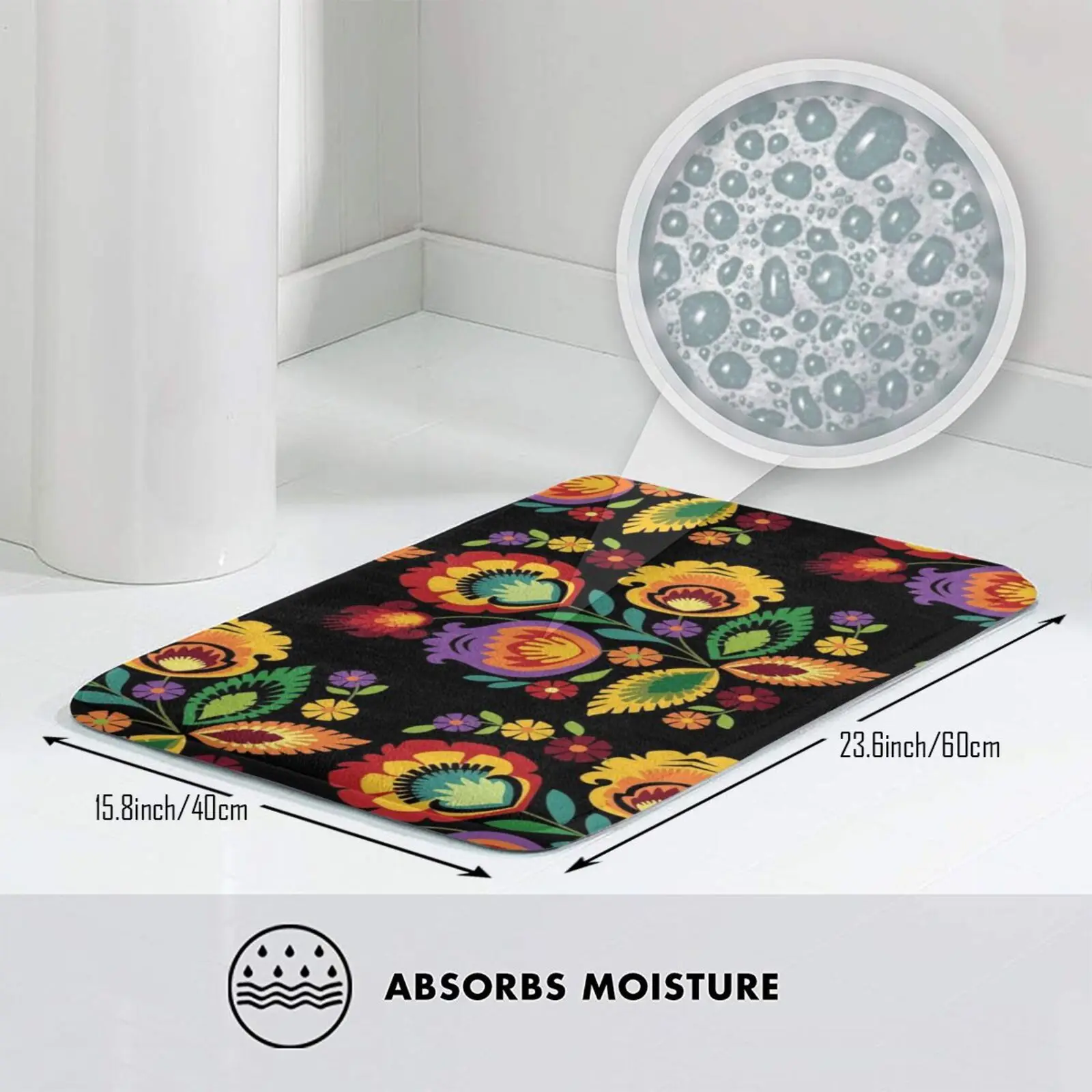 Польские народные цветы красные на черном ковре безопасные от скольжения для спальни перед входной дверью Польша.