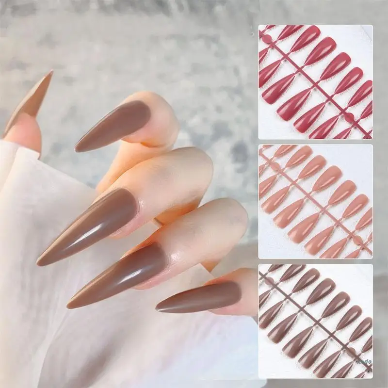 

Fake Nails Long Coffin Nails Solid Color Full Cover Spring Summer Design Balle Nail Art FALSE Gel Nails Tips