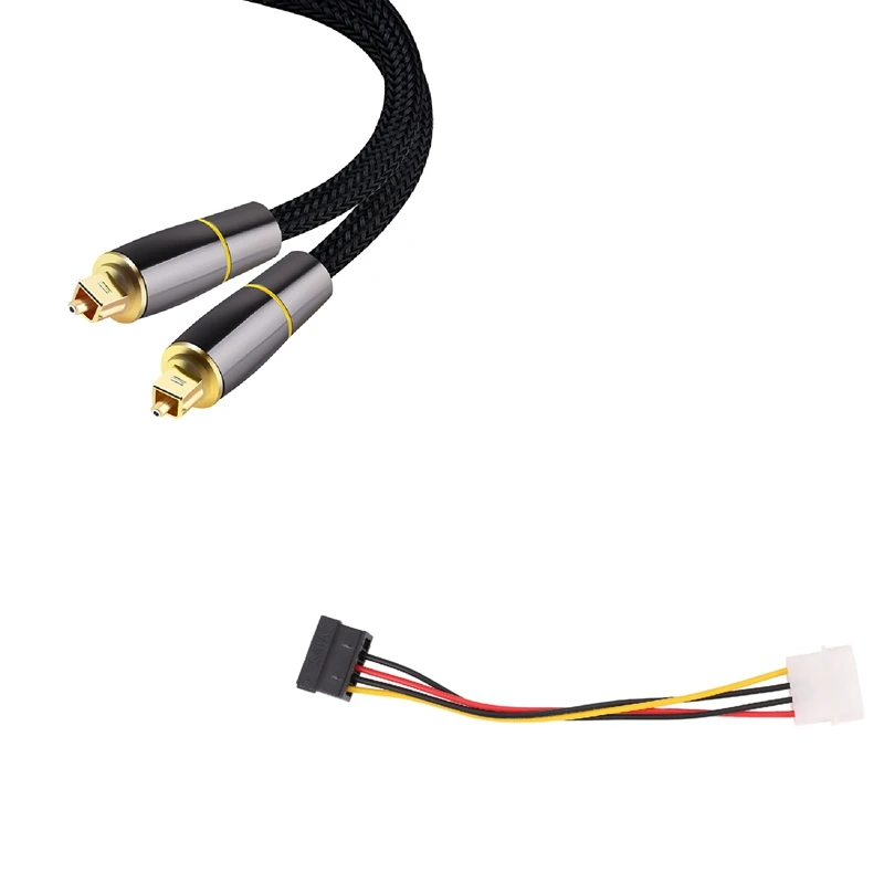 Кабель адаптера IDE/Molex/IP4/4-Pin к SATA Power 15-Pin и оптический аудиокабель 5 1 SPDIF
