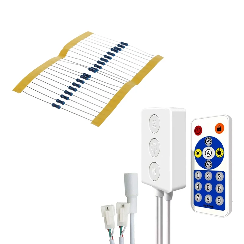 

600Pcs 30 Kinds Value 1% 0.25W 1/4W Metal Film Resistor With SP601E Dual Signal Output Bluetooth LED Music Controller