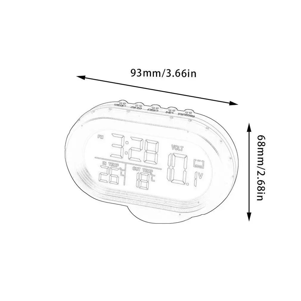 

Multi-function Car Temperature Clock Voltmeter Car Thermometer Electronic Clock Car Night Light Clock Supplies