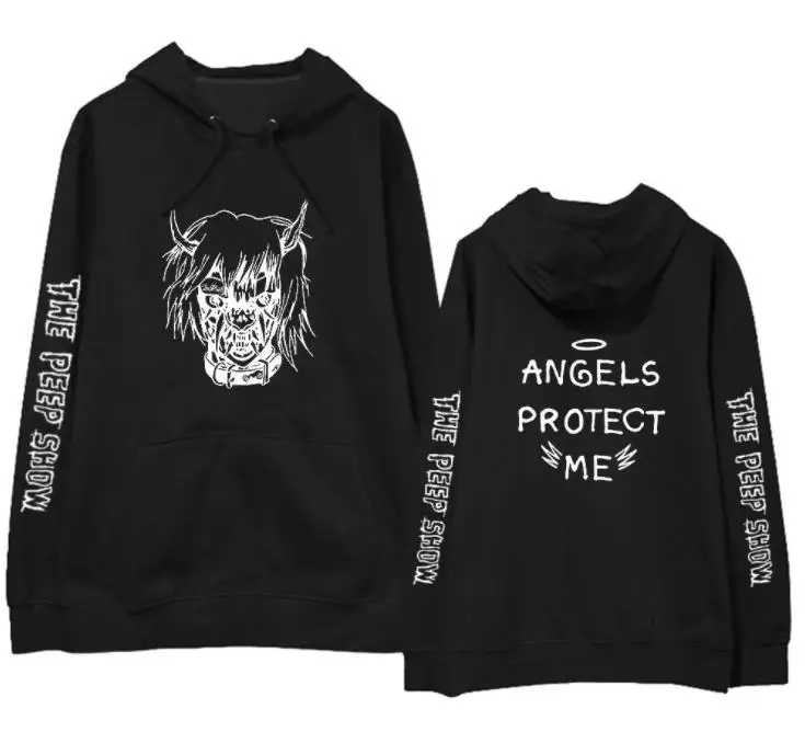 Модный пуловер с принтом lil peep angels protect me same толстовка унисекс на флисе/тонкая