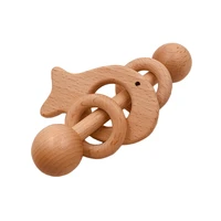 wooden bear rattles crafts diy jewelry accessories ornaments molar teeth baby teething toys wood animal toy decoration