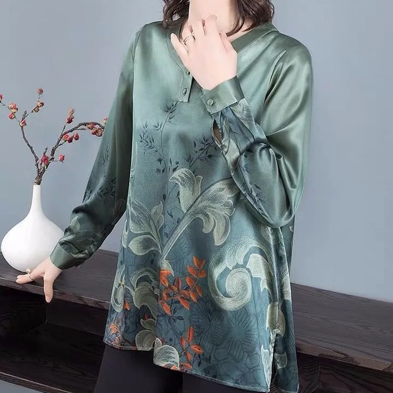 

Shirt long-sleeved chiffon blouse sprint autumn new fashion print temperament loose top