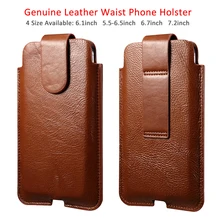Genuine Leather Belt Waist Bag Men Cellphone Loop Holster Case Universal Phone Wallet Portable Purse For iPhone Samsung Huawei