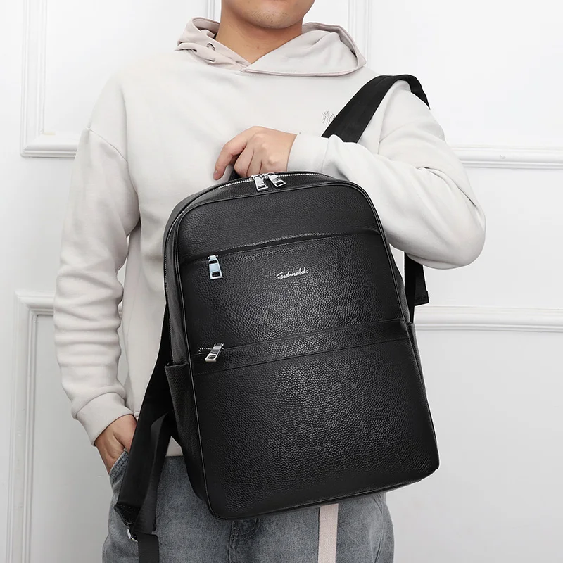 

Fashion Real Leather Backpacks Popular Design Men Bag Cow Leather Large Business Travel Backpack Genuine Leather Men's Backpack