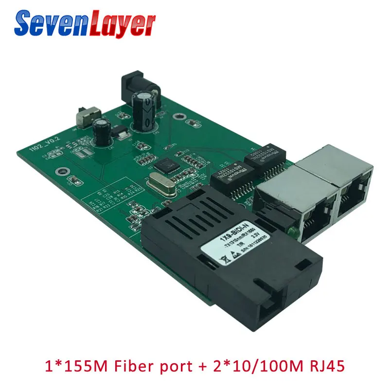 1 SC 2 RJ45 Быстрый Ethernet-коммутатор 10/100 м волоконно-оптический 20 км медиа-конвертер одномодовый волоконно-оптический Порты и разъёмы печатной платы