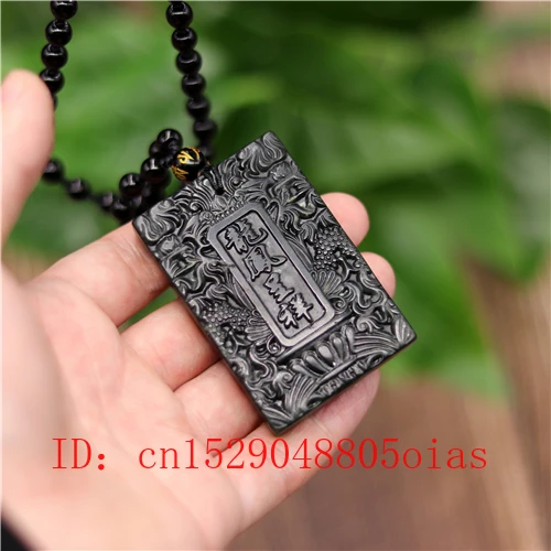 Ожерелье с подвеской из натурального черного и зеленого нефрита очаровательное