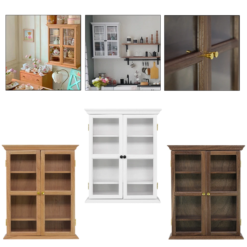 1/6 деревянный настенный шкаф для кукольного домика стойка хранения
