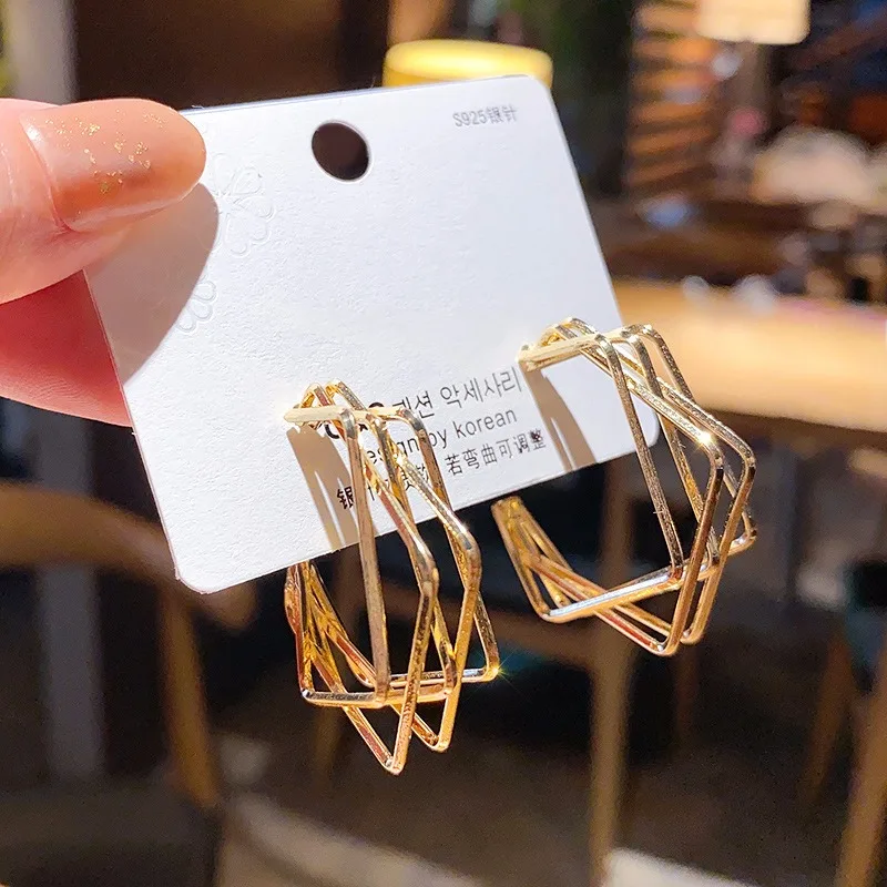 Полые многослойные звеньевые серьги Hopp для женщин в стиле панк пикантные