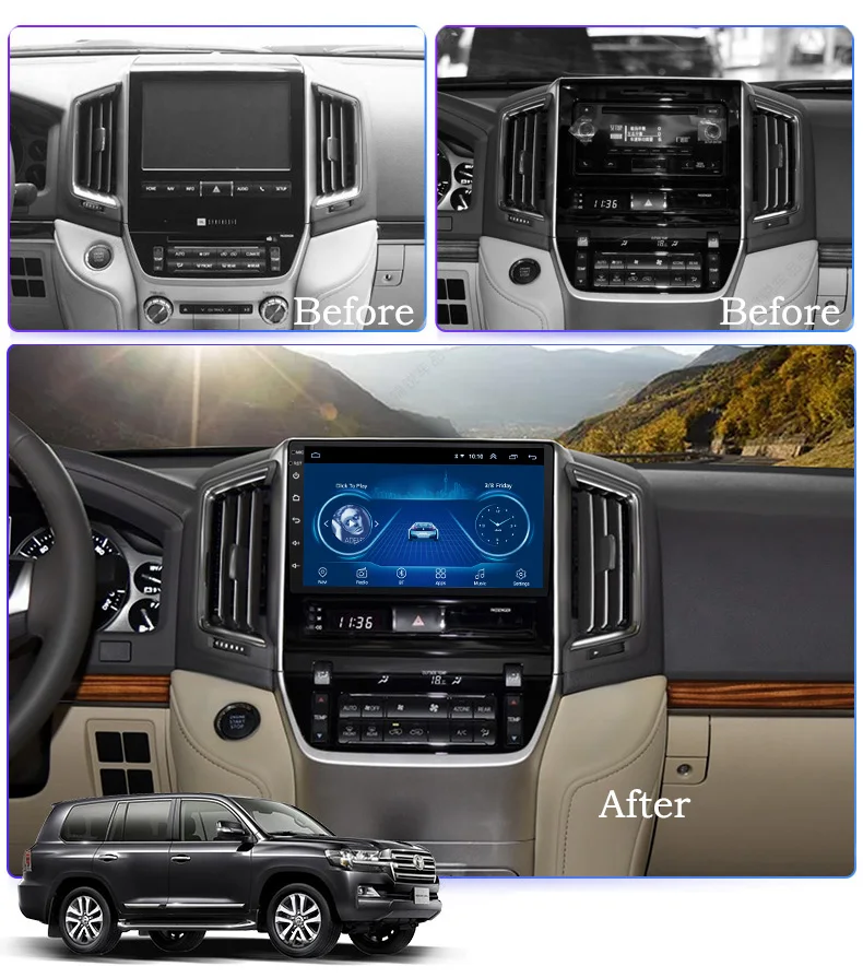 Автомобильный мультимедийный GPS-навигатор Wanqi 9 1 дюймов для Toyota Land Cruiser 2016-2018 с