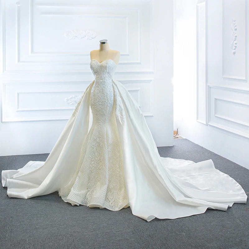 J66660 JANCEMBER Full Body Heavy Hand Embroidered Mermaid Wedding Dress 2021 Sweetheart Sleeveless Sequined