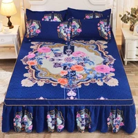 1pc thickened sanding bedspread wedding fitted sheet cover soft non slip king queen bed skirt for 1 2m1 5m1 8m2 0m bed
