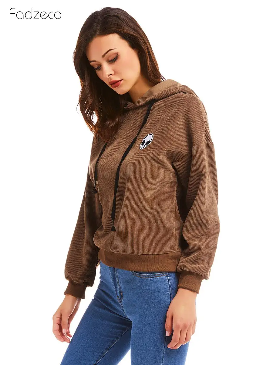 FADZECO 2019 Women Clothing Solid Color Warm Hooded Sweatshirt Casual Fashion Tops | Женская одежда