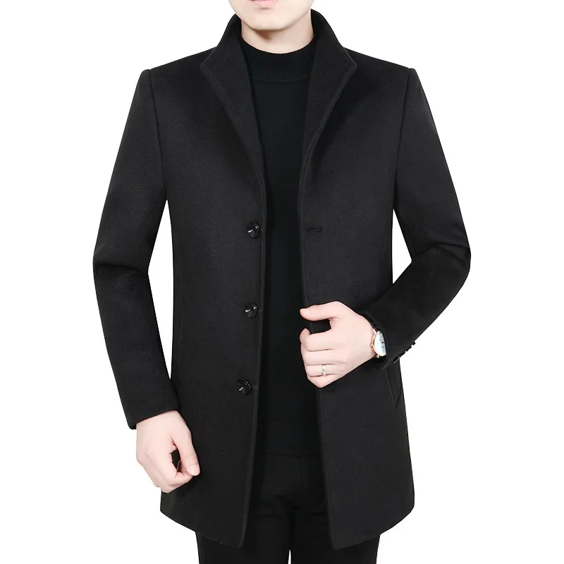 

Men Coat Winter Mens Wool Warm Overcoat High Quality Mens Thick Wool Coats Fashion Wool Blends Male Coat Solid Turn-down Collar