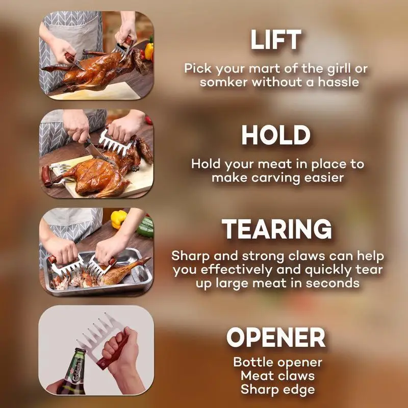 Измельчитель мяса-когти барбекю Медвежья когти набор из нержавеющей стали
