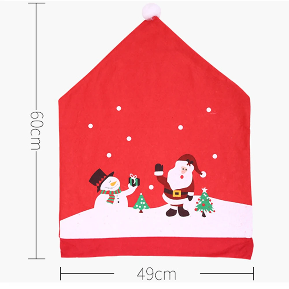 LAPHIL Christmas Dinner Table Chair Covers Snowman Santa Claus Slipcover Cap Decor for Home New Year Supplies | Дом и сад