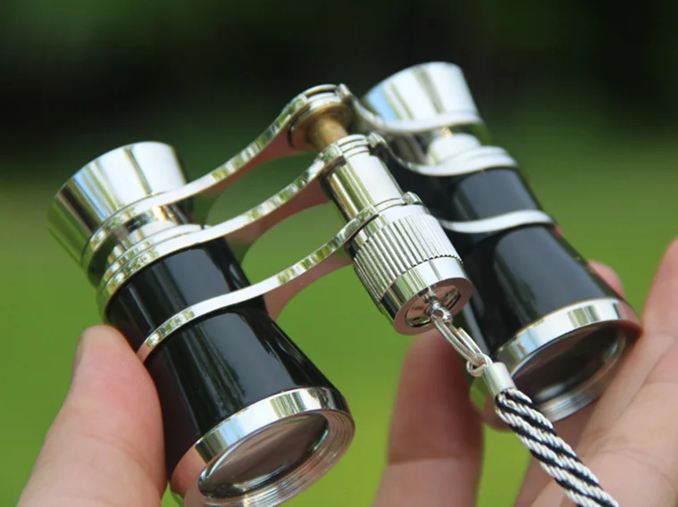 

Retro Opera Glasses Binoculars 3x25 Classic Foldable Theater Lens Optical Telescope Metal Material With Chain Design Women Gifts