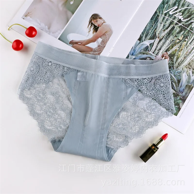 

New Seamless Ultra-thin Mesh Breathable Lace Sexy Underwear Women Panties For Ladies Solid Low Waist Briefs Plus Size