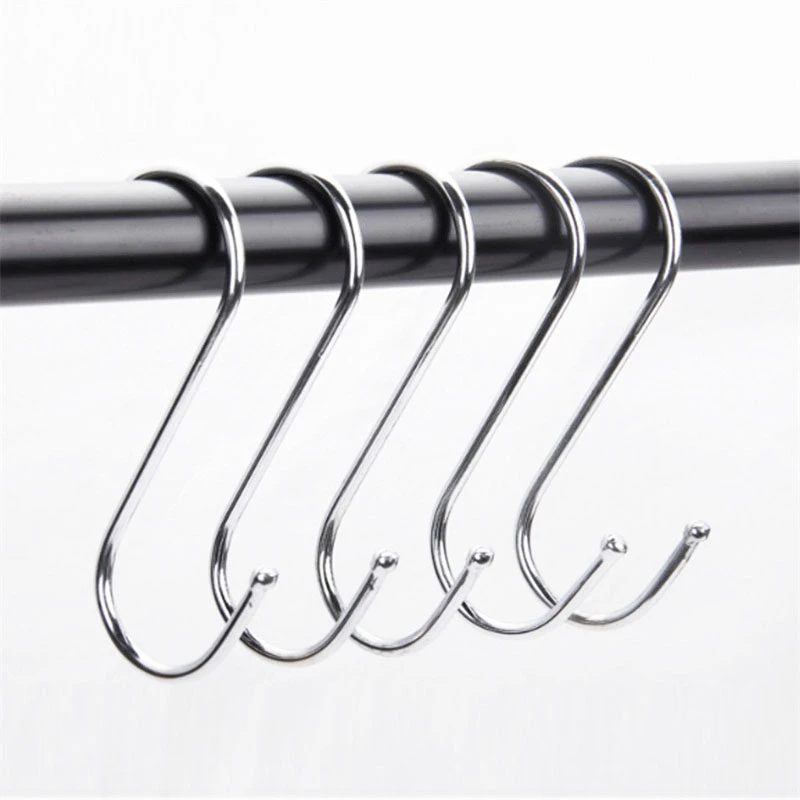 

10pcs Stainless Steel S-Shape Hook Kitchen Bedroom Multi-function Railing S Hanger Hook Clasp Holder Hooks Hanging Storage Tools