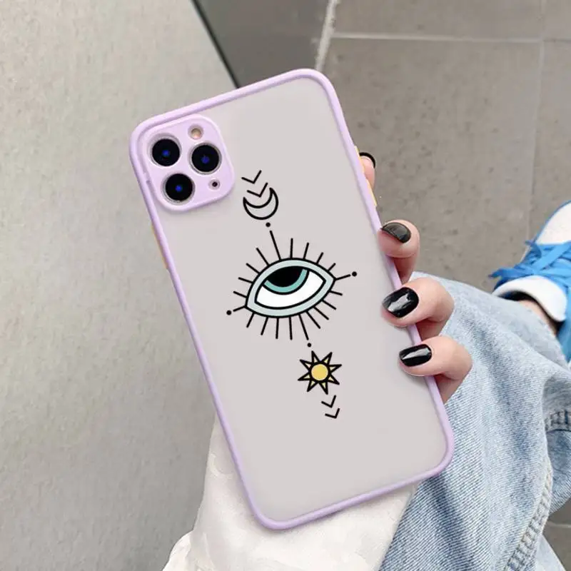 TOPLBPCS Eye Blue Evil Eye Print  for iPhone 7 8 Plus X XR XS 11 12 pro MAX Hard PC TPU Back Cover