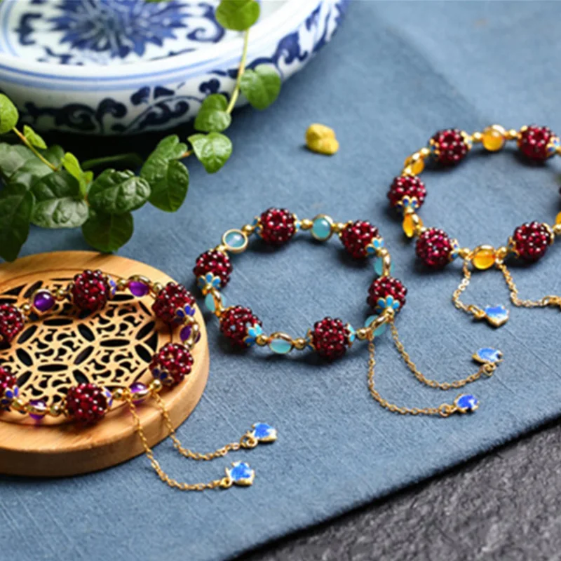 Прямая поставка 100% гранат браслет Вселенная Галактический Femme винный красный