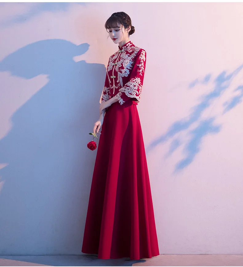 Винтажная китайская ночная рубашка с вышивкой в восточном стиле для