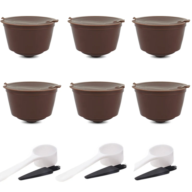 6PC brown Фильтр для кофе многоразовый заполненный капсульный фильтр чашка бариста инструменты эспрессо Инструмент совместим с nestle машина - Цвет: 6PC brown