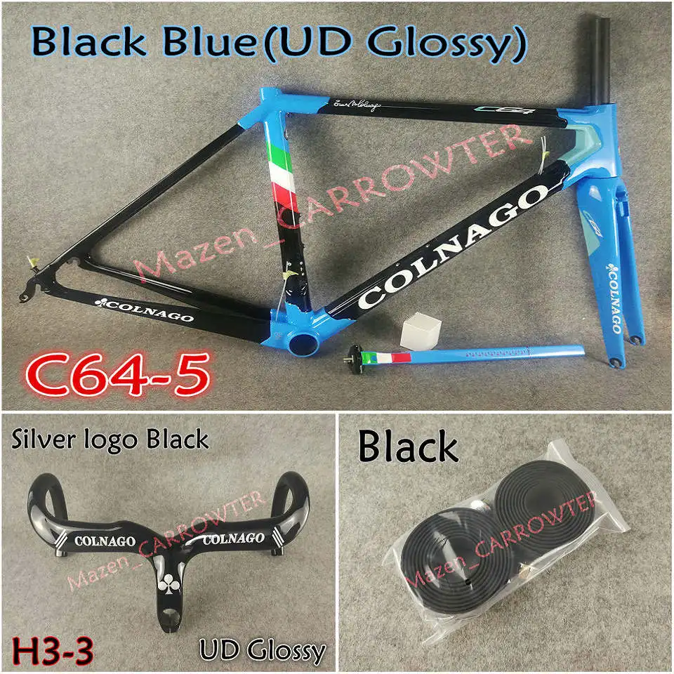Package 5 T1100 UD полностью глянцевый черный синий Colnago C64 карбоновая рама+ руль+ седло+ клетки для бутылок+ 50 мм карбоновые колеса Novatec A271 ступицы - Цвет: Package 5
