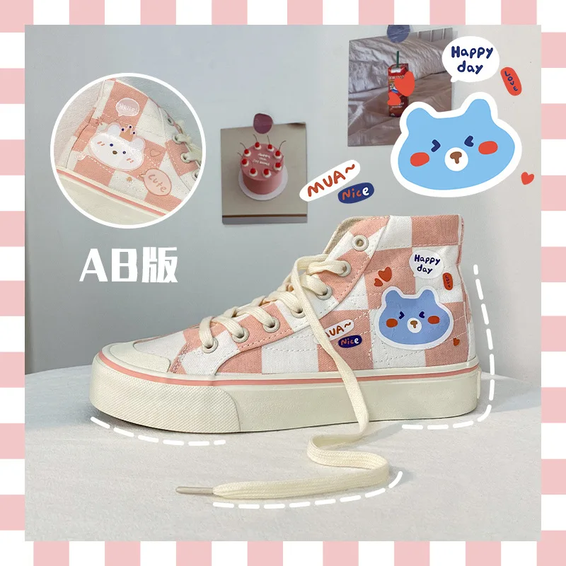 

Women's Sneakers New High Top Flat Shoes Vulcanized Animation Cute Running Fashion Leisure Home in Spring and Autumn 2021