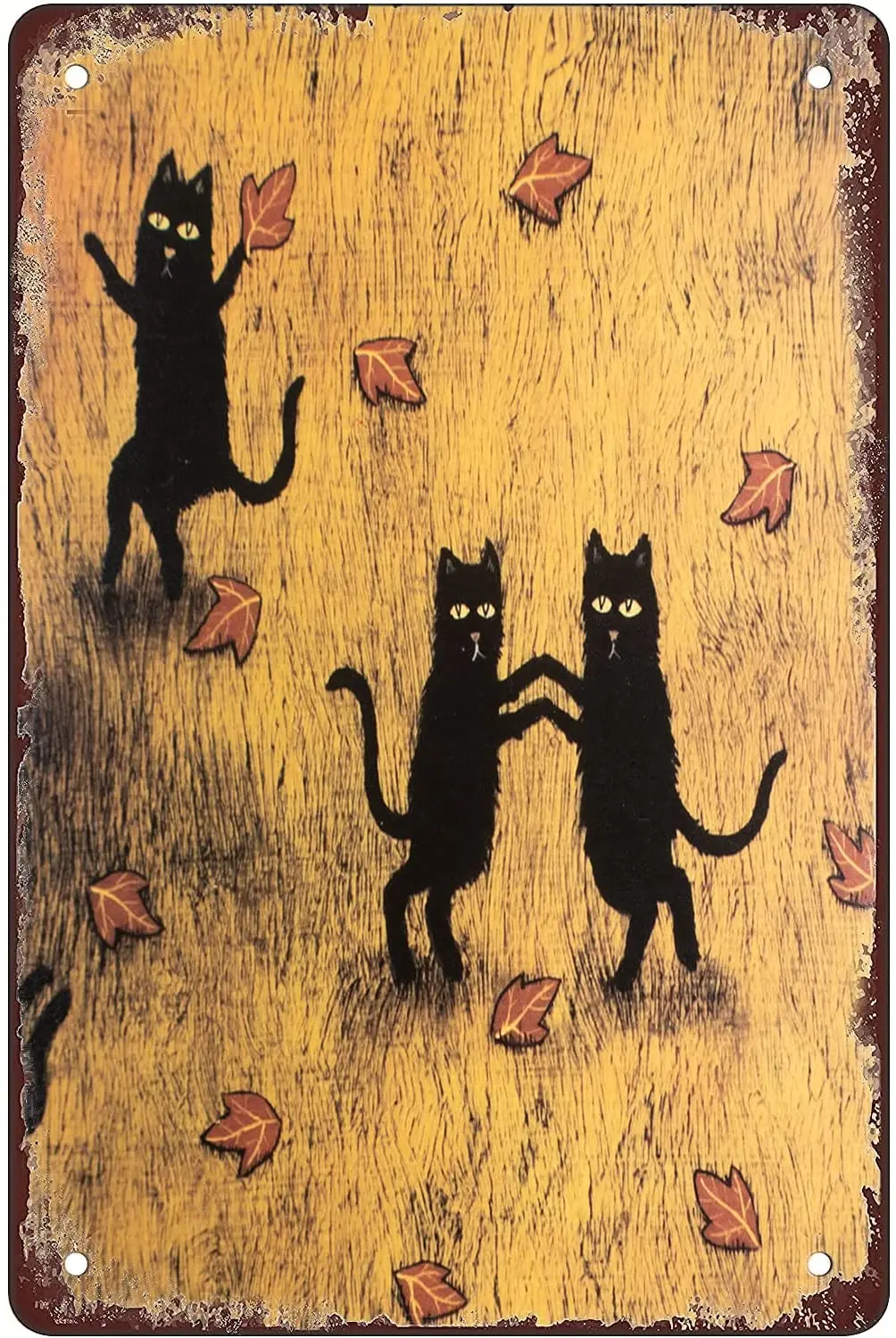 

Rosefinch Stone Dancing cat Retro Metal Sheet Signs, Wall Decoration of Bars, Restaurants,Garage, Home,cafes and Bars, 8 x 12