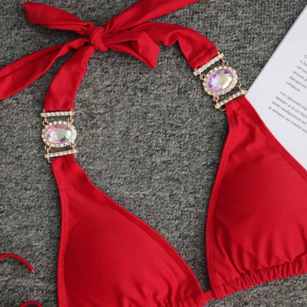 Женское пикантное бикини 2019 Стразы с блестящими бриллиантовыми драгоценными