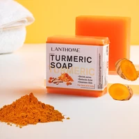 100g organic natural turmeric handmade soap removal acne fades scars face and body exfoliate hydrate moisturize deep cleansing