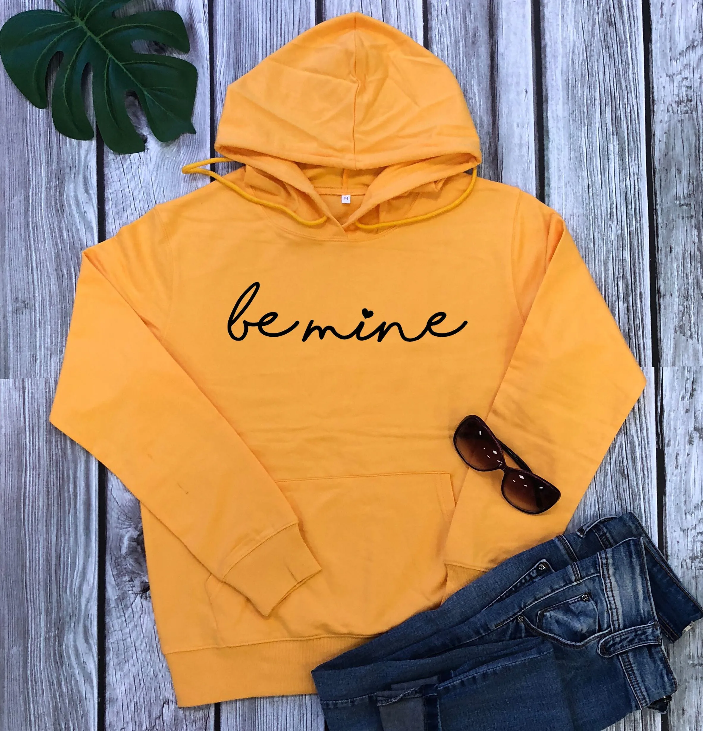 

Be mine heart graphic Valentine's Day women fashion pure cotton casual hipster young hoodies vintage slogan quote pullovers tops