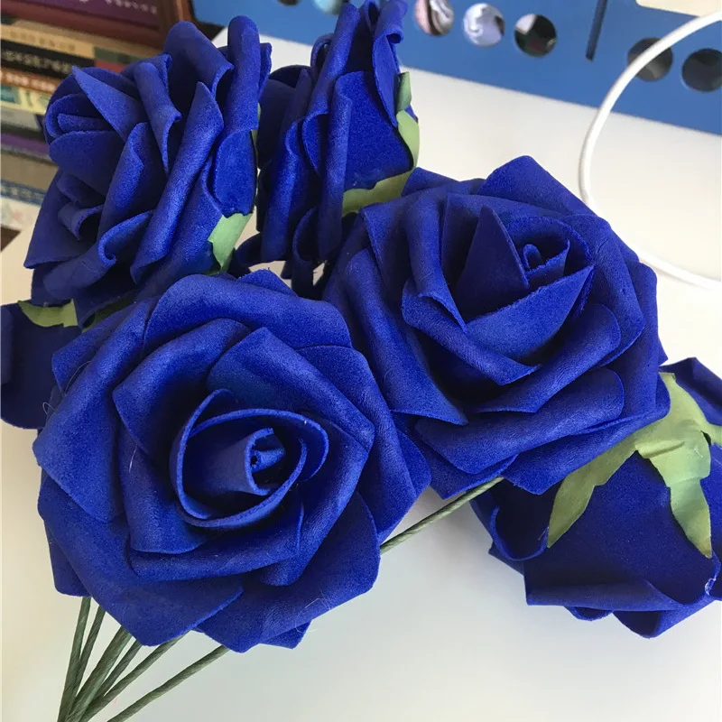 Синие Свадебные цветы кобальта искусственные розы 100 цветов 8 см темно синие
