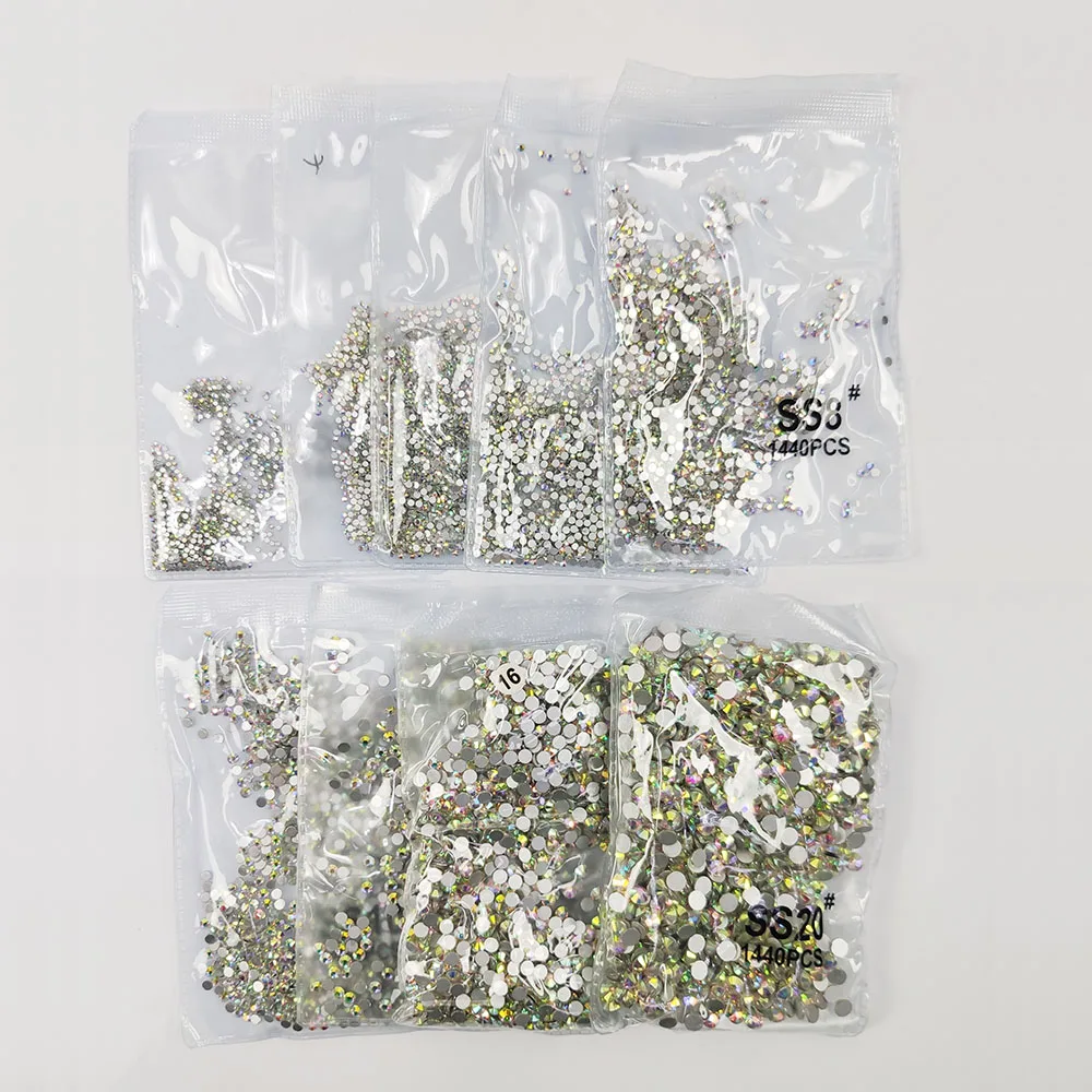 1 упаковка голографические Стразы для ногтей кристаллы AB цвет 1440 шт. 3 мм-8 6 мм