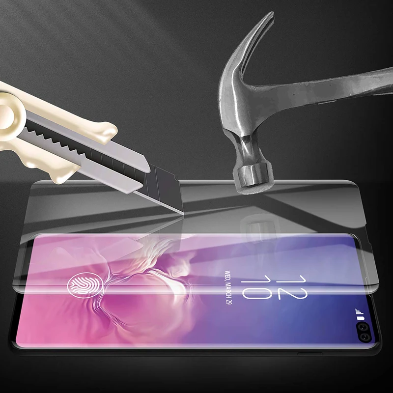 UV Full glue tempered glass For Samsung S8 S9 S10 screen protector For Samsung Galaxy S10E Note 10 Plus 8 9 S7 Edge S9 UV liquid