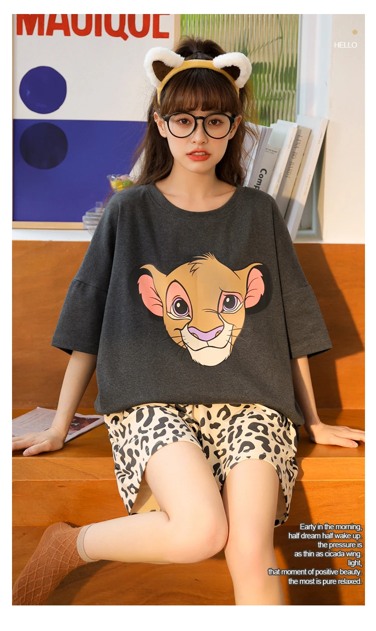 Пижамы женские летние тонкие шорты с коротким рукавом Хлопок корейский стиль