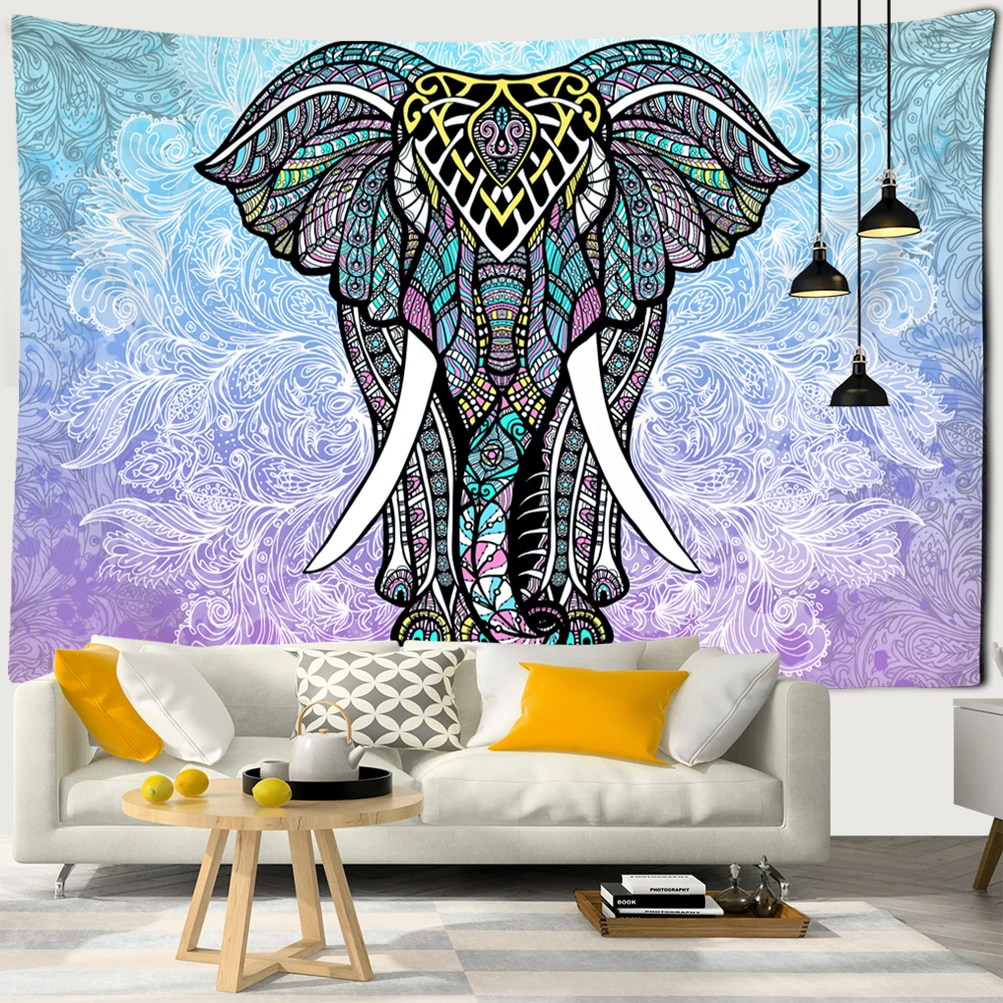 3d-принт слона из Индии, мандалапредство, настенный висячий аниме Бохо декор, винтажное украшение, психоделический домашний декор