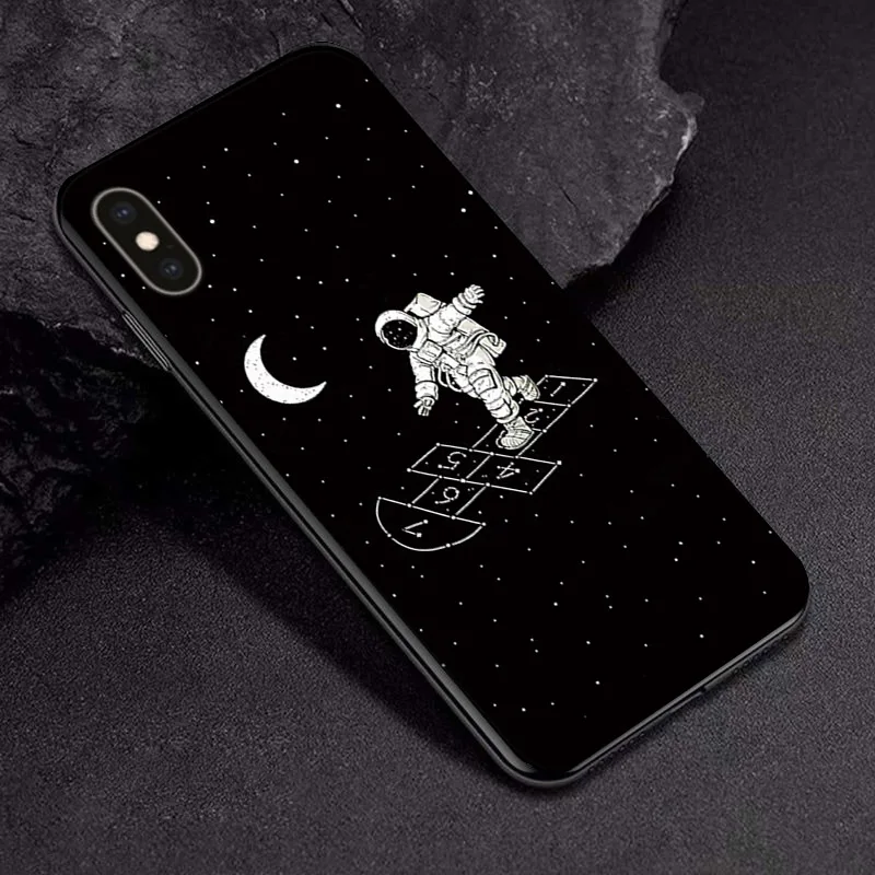 TPUBLK547 Черный чехол из ТПУ для Apple iPhone X XR XSMax 11 чехол Модный мультяшный астронавт для Apple iPhone 6 6S 7 8 Plus чехол для телефона бампер - Цвет: TPUBLK547