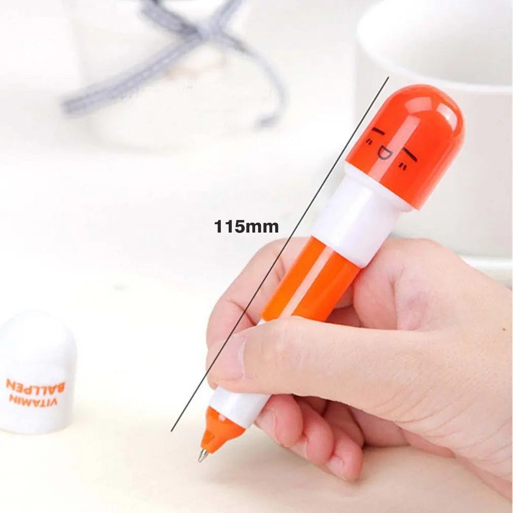 

Cute Cartoon Ballpoint Pen Novelty Pill Shape Smile Face Ballpoint Pen Retractable Mini Pen Stationery Student School Supplies