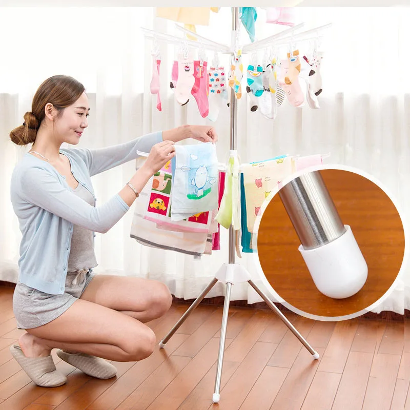 Вешалка для сушки одежды складная вешалка из нержавеющей стали белого/розового